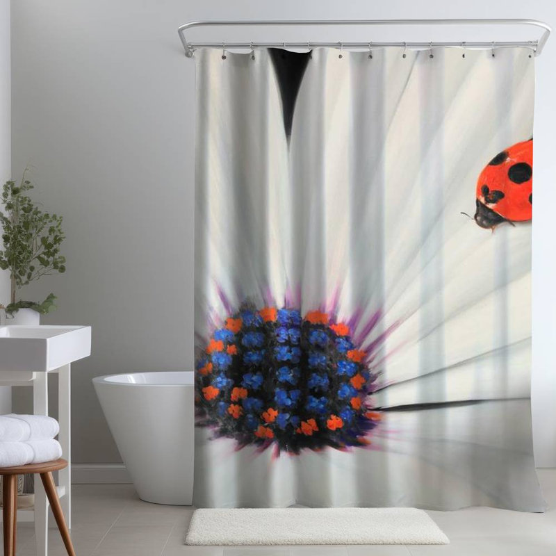 Floral – Polyester Shower Curtain, Dye Sublimation Print, 71" W × 74" L