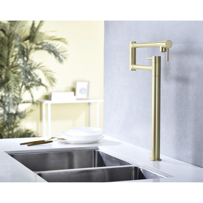 Pot Filler Faucet Extension - Double Handles, Brass, Smooth Discharge, Rusting Produce Sufficient Flow, Splash