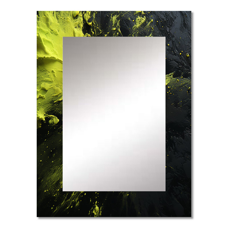 «Green Spiral Neon Fusion 4», grand miroir mural moderne, impression unique, 32 po x 24 po