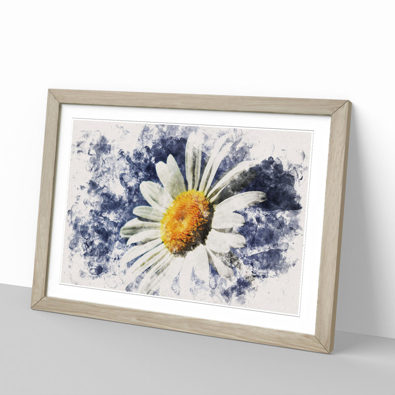 White Daisy Vol.5 - Picture Frame Graphic Art, 48cm H x 65cm W x 2cm D, Oak Framed