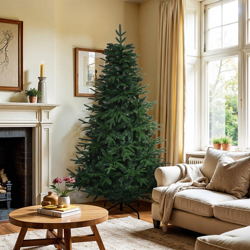 Green Artificial Pine Christmas Tree with Stand, 5.97ft H x 2.95ft W