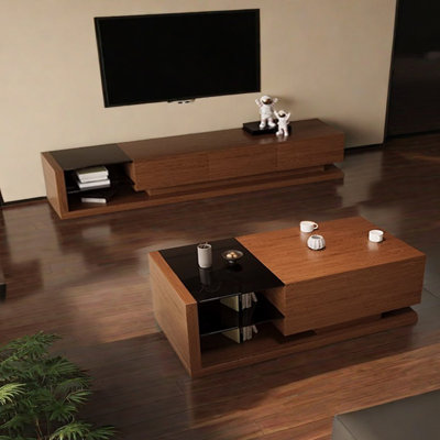 Vintage coffee table TV cabinet combination