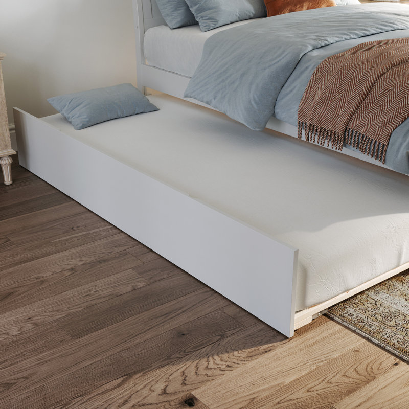 Rasnick Solid Wood Roll Out Trundle Bed, White, Twin