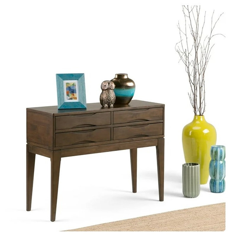 Harper 40" Walnut Brown Solid Wood Hallway Console Table with Storage