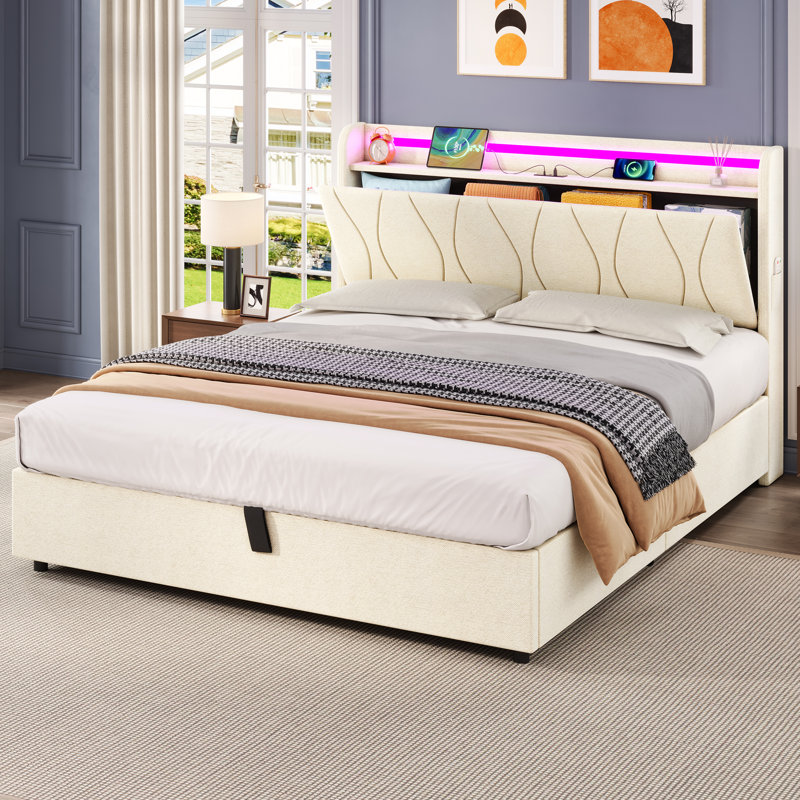 Ottoman Storage Bed, Beige