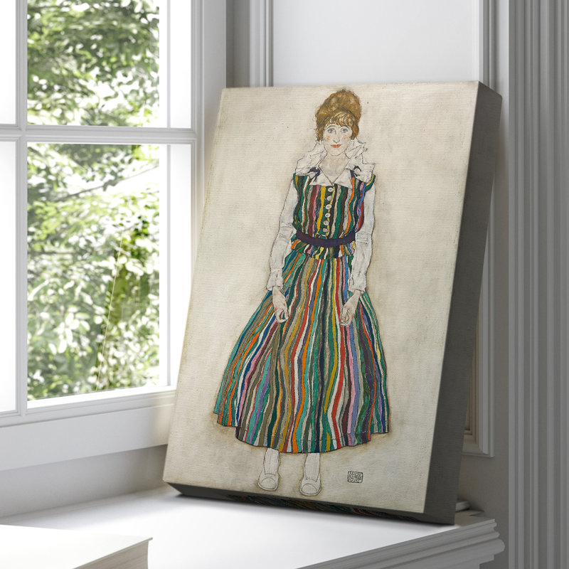 Portrait d'Edith Schiele, la femme de l'artiste - Toile tendue avec châssis par Egon Schiele, 12 x 18
