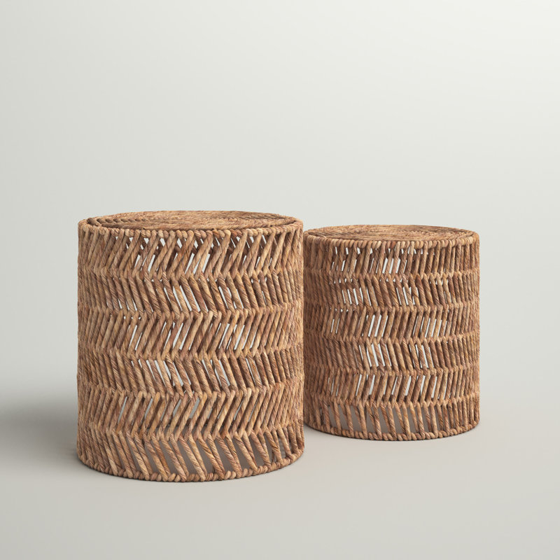 Zander Wicker Drum Nesting Table Set 