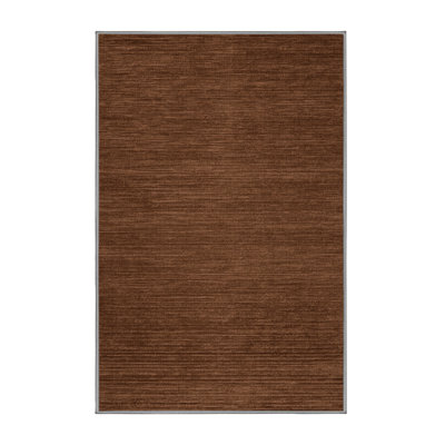 Machine Washable Solid Brown Area Rug