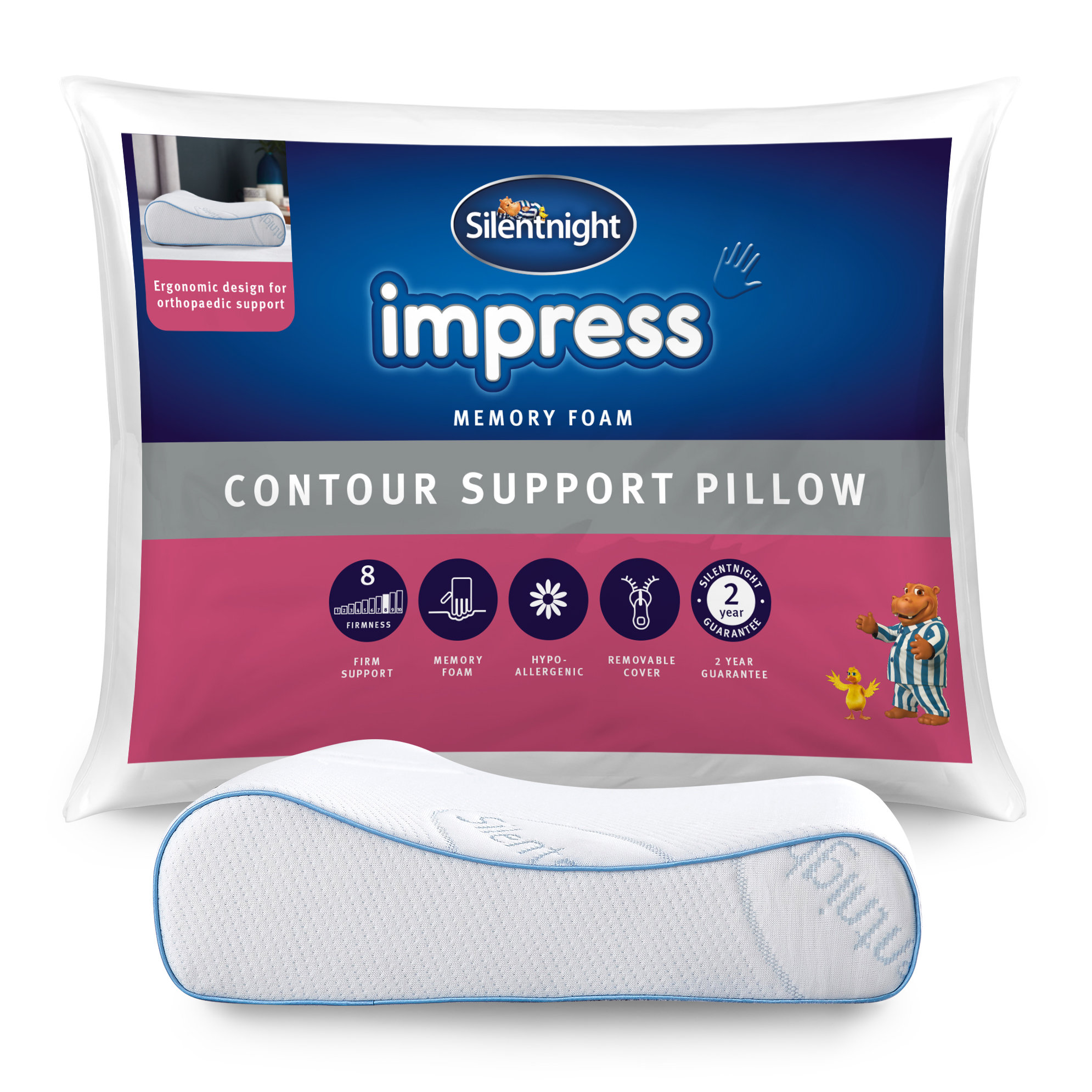 Silentnight Impress Contour Pillow Ergonomic Deluxe Firm Support