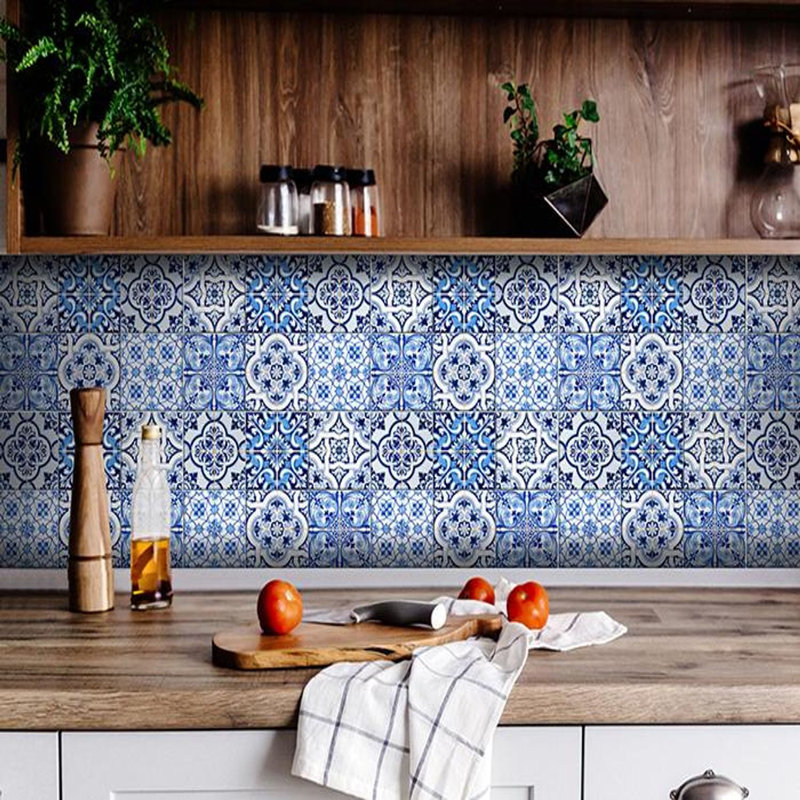Azul Vinyl Peel and Stick Mosaic Tile, 4" H x 4" W x 0.1" D