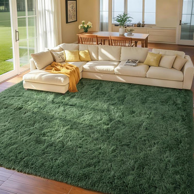 Carpettes pour le salon Tapis à poils longs moelleux vert moelleux pour les enfants et les adolescents