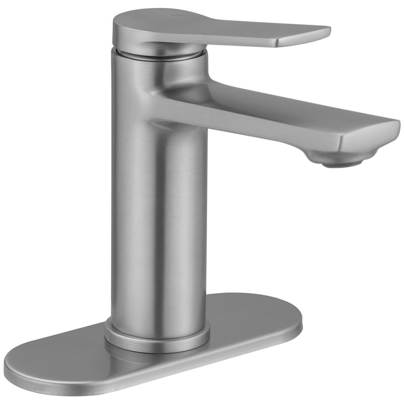 Robinet de salle de bain monocorps et monocommande avec bonde escamotable, Nickel brossé