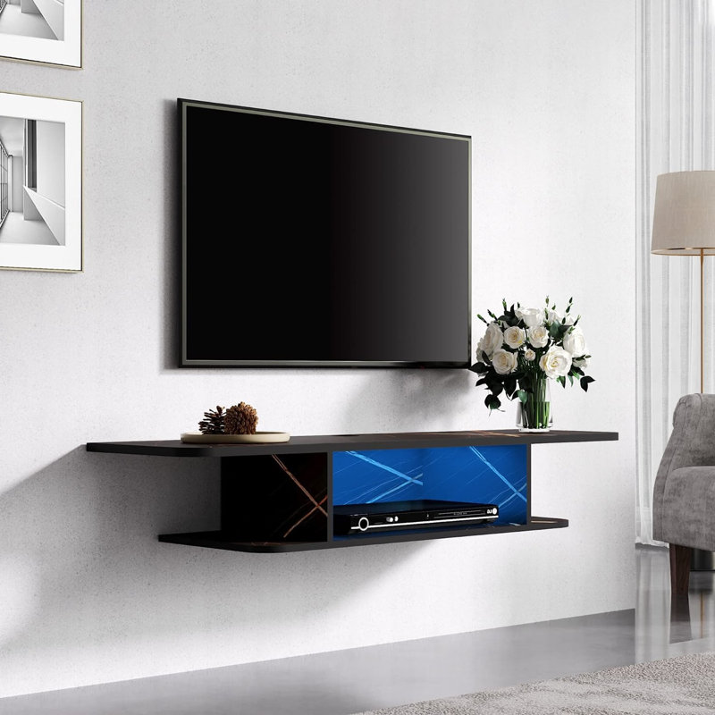 Arreanna Unfinished Floating for TVs up to 55", Black/Blue