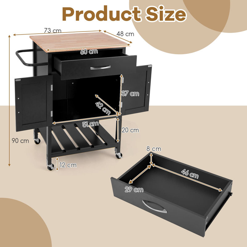Nepeta Kitchen Cart, Black