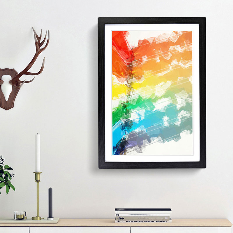 Bars of the Rainbow in Abstract - Picture Frame Graphic Art Print, 87cm H x 62cm W x 2cm D, Black Framed