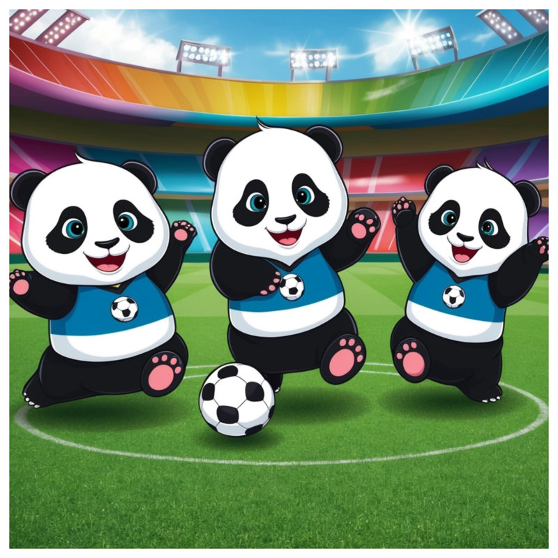 Dessin de couvertures de soccer Panda, L 60 po x H 80 po