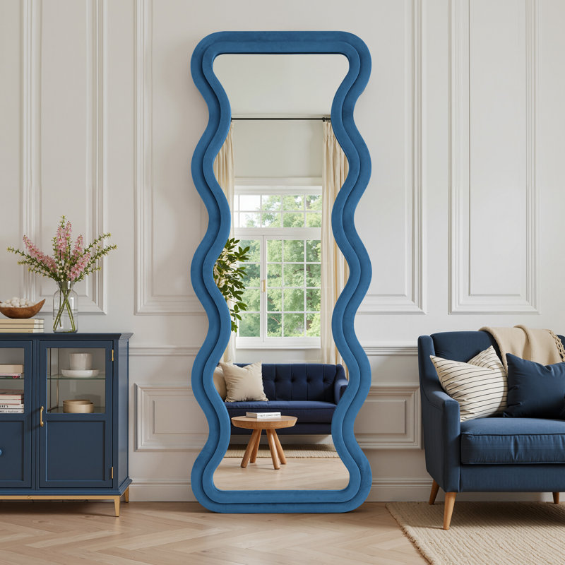 Miroir pleine grandeur ondulé, Bleu