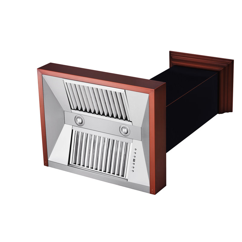 30" 400 CFM Ducted Wall Mount Range Hood, Hand-Hammered Copper, 30" W