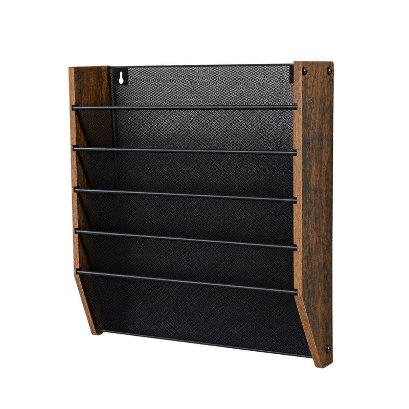 Mesh Mail Organizer Mail Sorter with Metal Frame & Density Board Base, Desktop Office Organizer, Metal Mesh Letter Holder & Mail Storage Rack