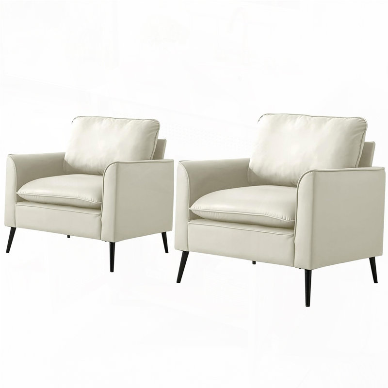 Fauteuil d'appoint en similicuir, fauteuil Clue, Blanc, crème