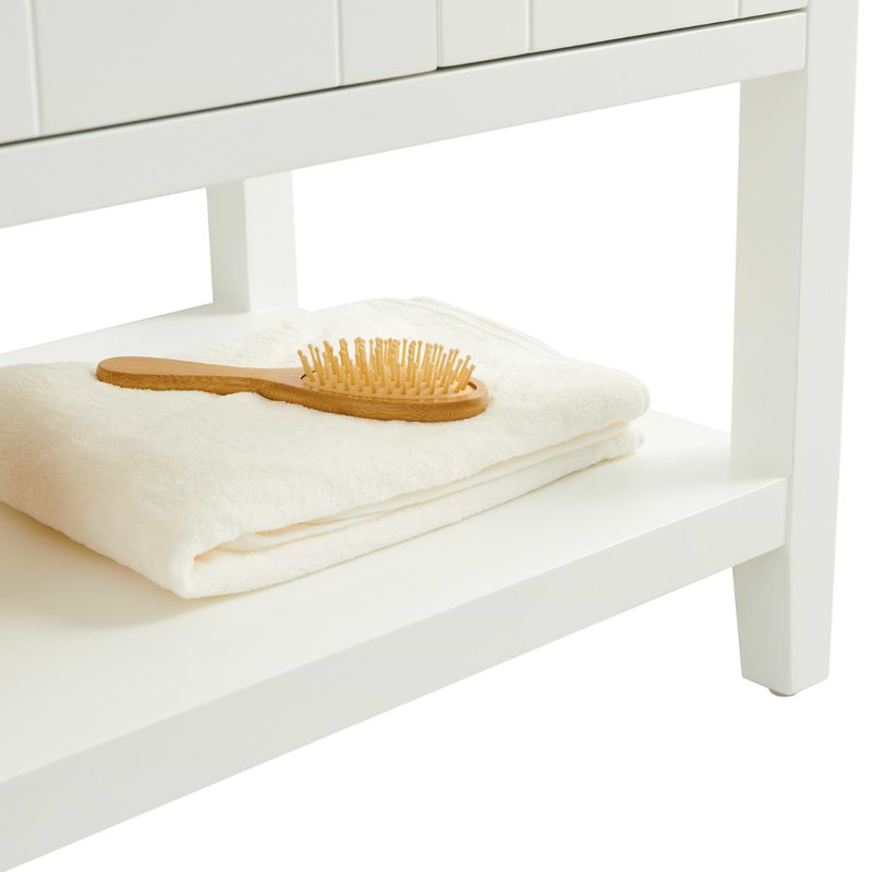 Sheraton 36" Freestanding Standard Single Bathroom Vanity with Top, White, Brushed Nickel