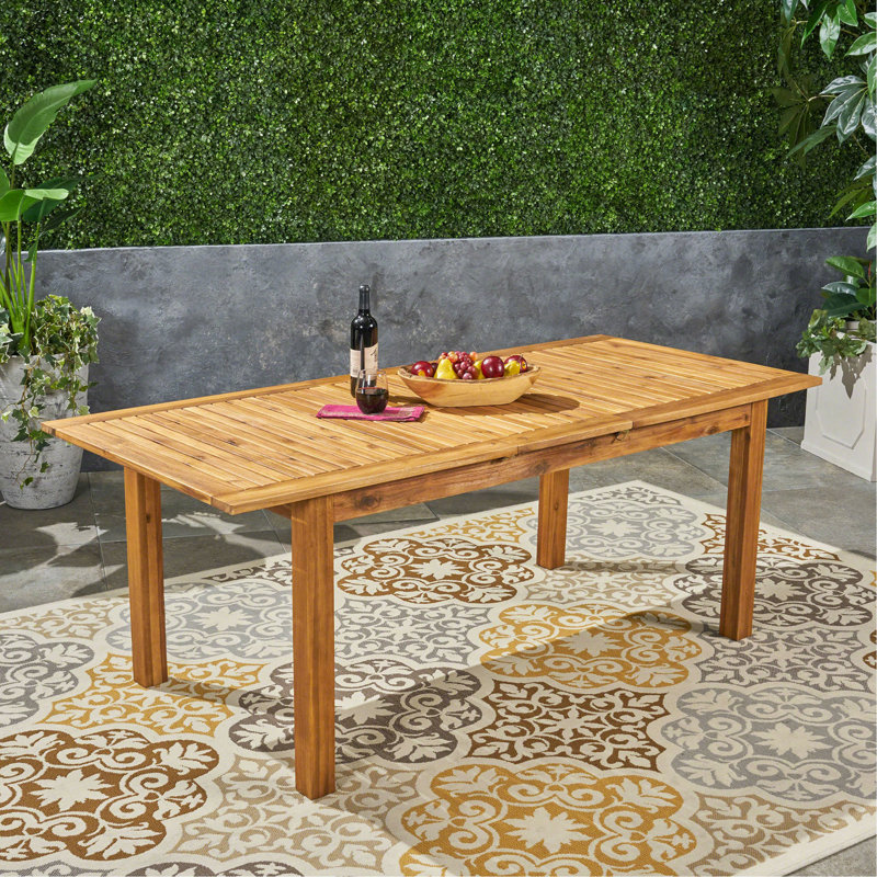 Table de salle à manger d'extérieur extensible en bois d'acacia, Naturel