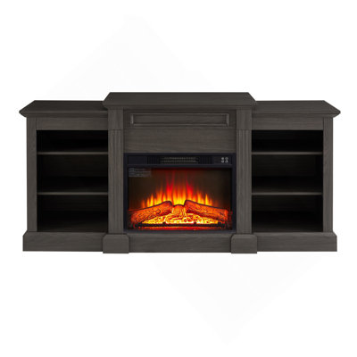 Media Console Table with Large Storage Cabinet,with 23" Fireplace Insert, for TV Up to 70'', Modern TV Media Entertaionment Stand,  Grey