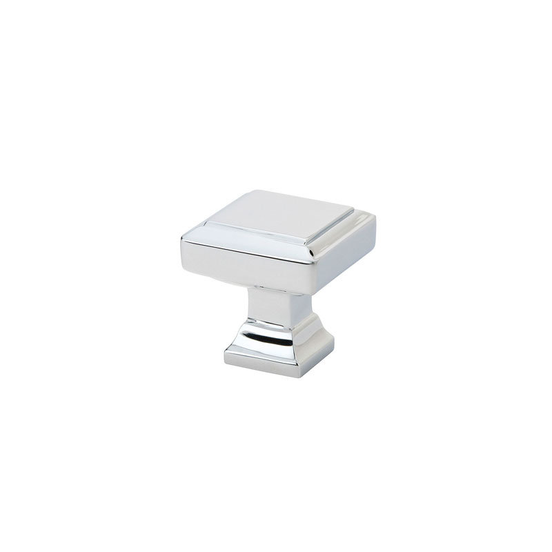 Oversized 1 1/4" Length Square Knob, Polished Chrome, 1.625" H x 1.625" W x 1.38" D