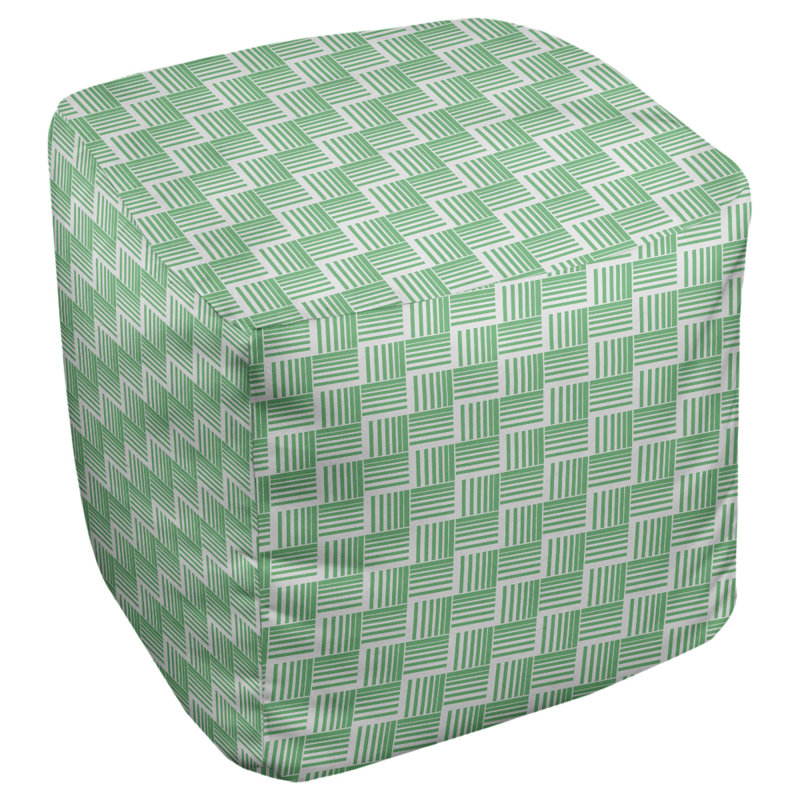 Repose-pieds cubique à rayures classic basketweave, Vert / Gris