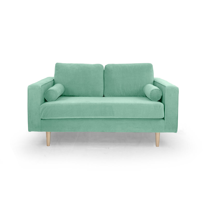 Boubacar 2 Seater Velvet Sofa, Dark Green, Brown