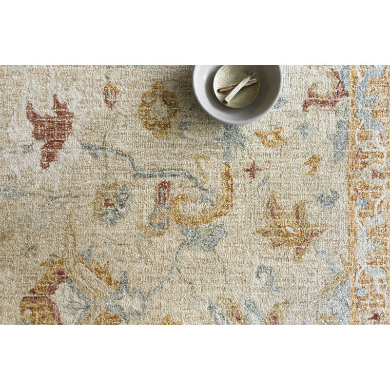 Tapis oriental en laine crocheté à la main Millbank, Rectangle 7 pi 9 po x 9 pi 9 po