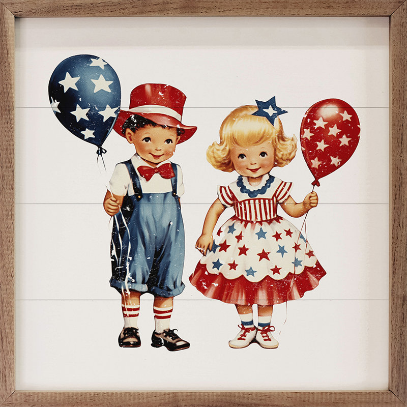 Vintage rétro du 4 juillet, enfants, H 4 po x l 4 po