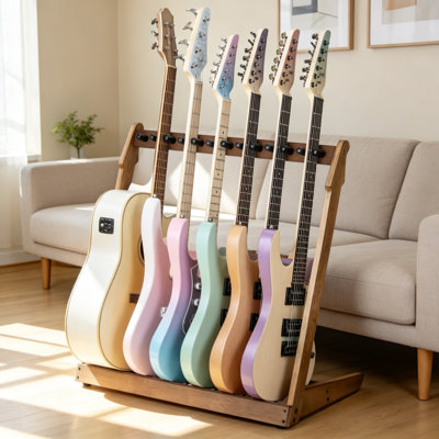 Multiple Wood Guitar Stand 4-6 Guitar Rack 18mm Thick Wood