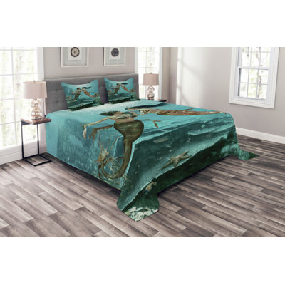 No Pattern Bedspread with Pillow Shams