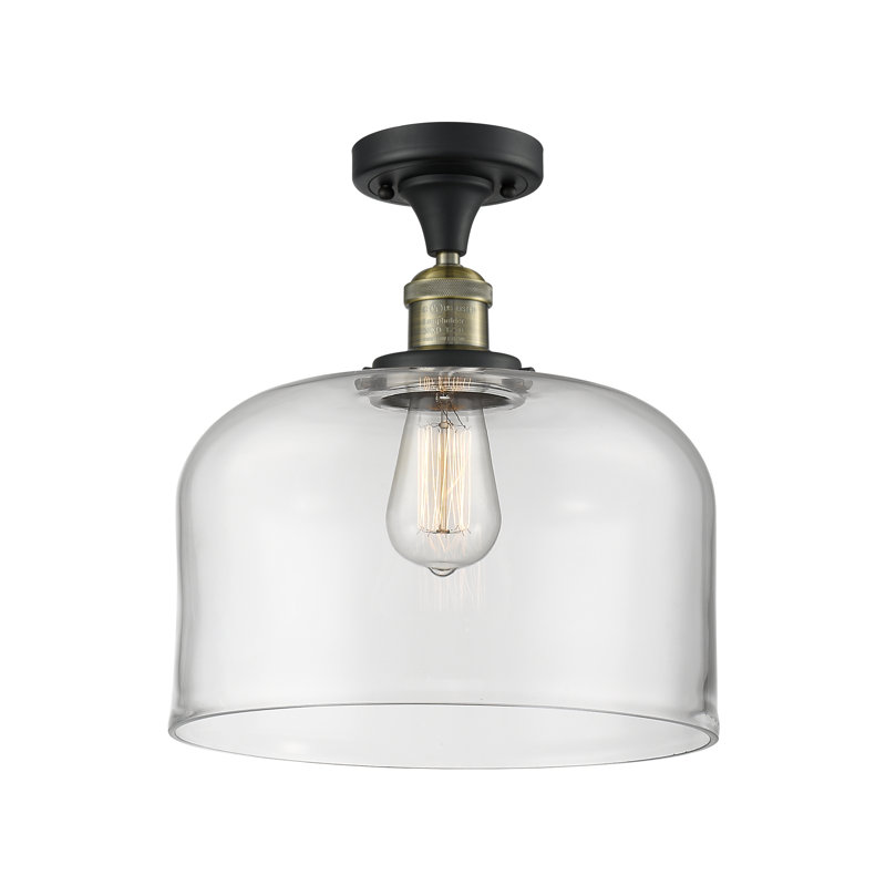 Plafonnier semi-encastré 1 lumière Bell, Clair, Ampoule non incluse, Bronze frotté à l'huile