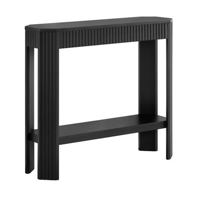 Fluted Solid Wood Console Table - 36 Inch Modern Entryway Table with Storage Shelf - Easy Assembly Living Room Furniture for Behind the Couch, Entryway, or Hallway (Black)