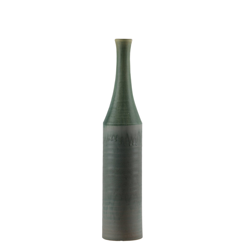 Vase de table en céramique, H 23,25 po x l 4,75 po x P 4,75 po, Bleu marine
