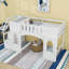 Lit mezzanine simple en bois avec escalier de rangement, fenêtre ludique-1694762535