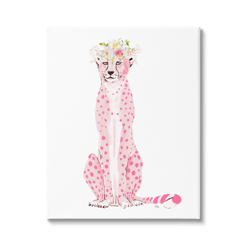 «Pink Leopard Floral Garland» par Patricia Pinto, impression sur toile tendue, H 30 po x l 24 po x P 1,5 po