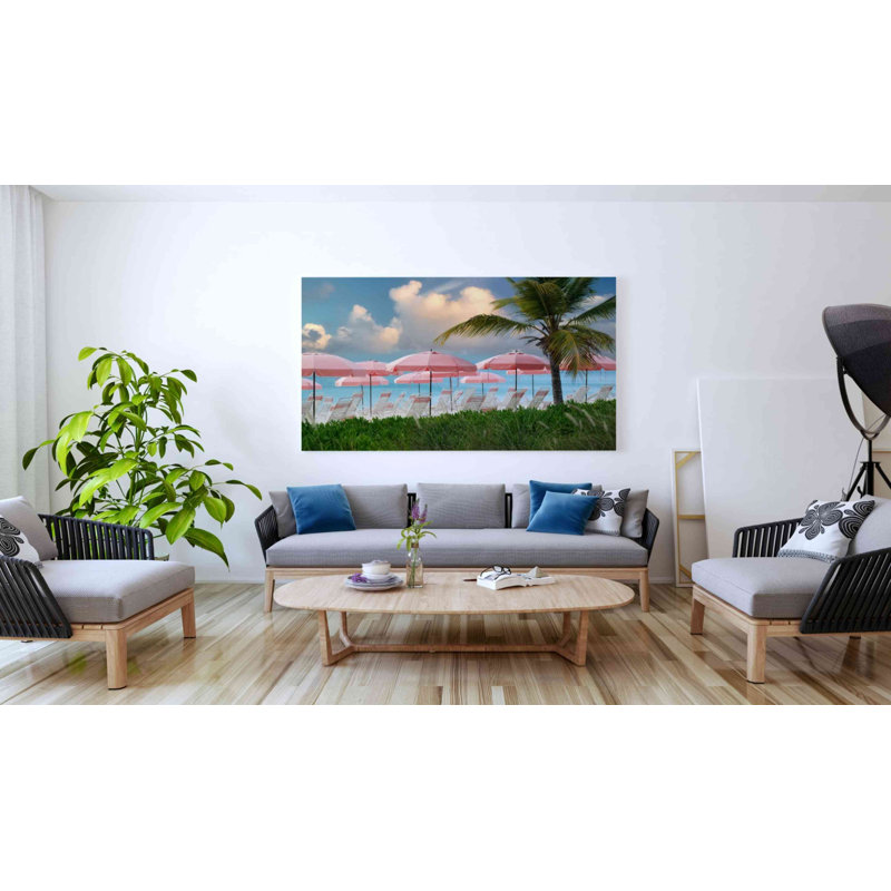 «Pink Umbrella» par Dennis Frates, art mural sur toile, H 40 po x l 60 po x P 1,5 po