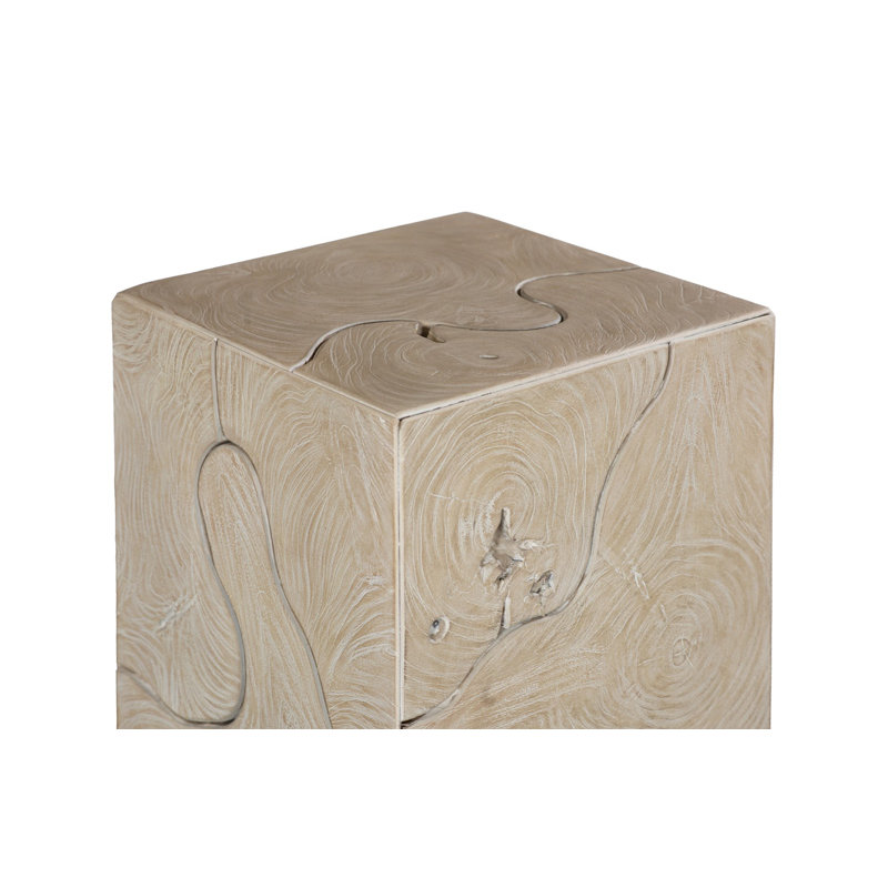 Teak Slice Pedestal, Square, Oat Finish, SM