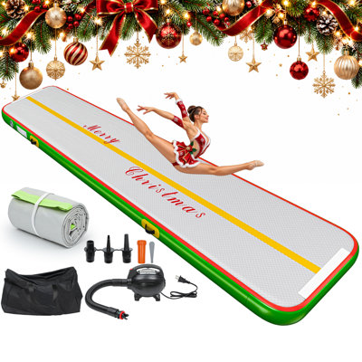Edrosie Inc 16.4ft Inflatable Air Gymnastics Tumble Track Mat, 4" Thick Tumbling Mat with Electric Pump & Carry Bag