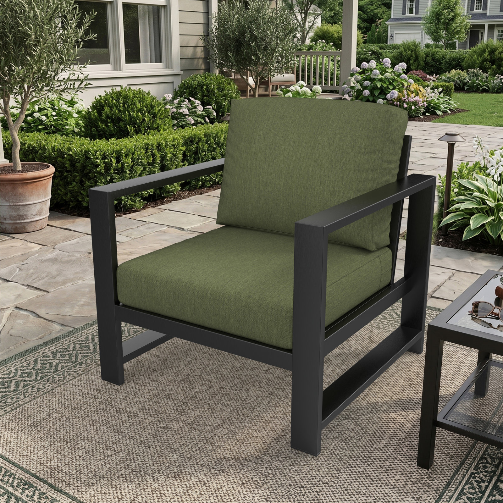 Dulcie Sunbrella® Patio Lounge Chair, Sunbrella® Canvas Fern
