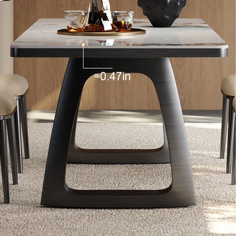 Modern simple rectangular dining table and chairs, 29.52"H x 55.11"L x 31.49"W