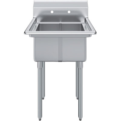 Évier à deux compartiments en acier inoxydable avec cuve 10 po x 14 po x 10 po Express Kitchquip 20 po x 26 po
