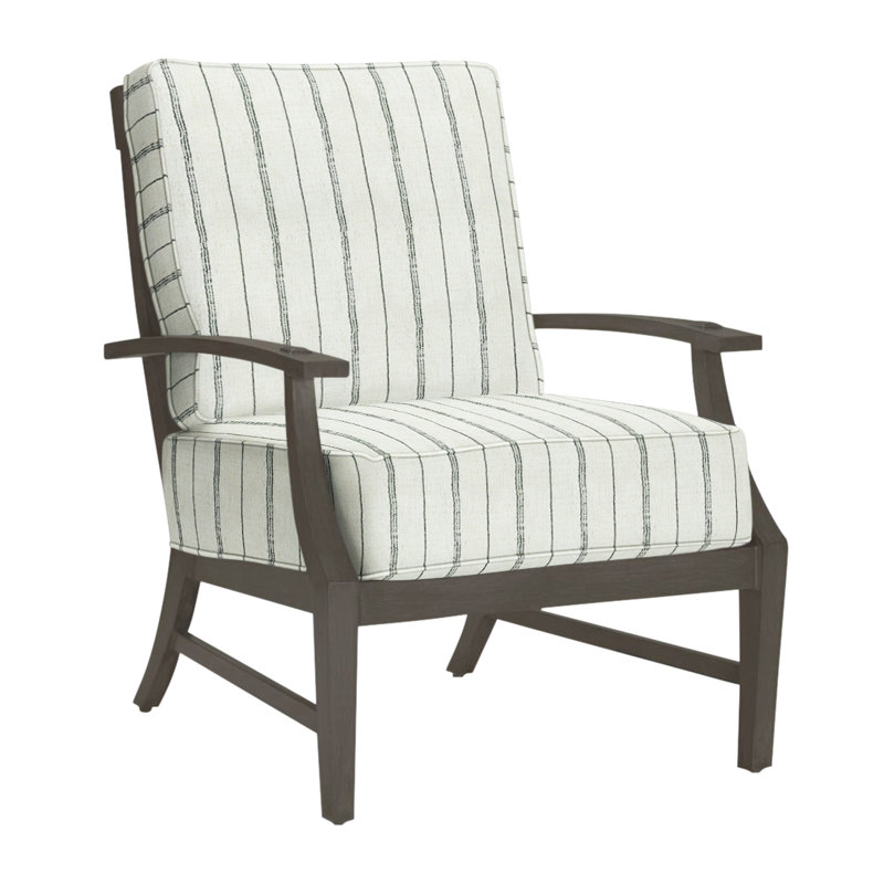 Croquet Patio Chair with Cushions, Slate Gray, Rollo Chambray InsideOut® Linen, Welt