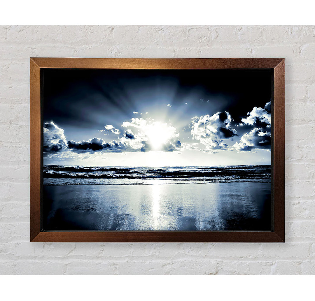 Gerahmtes Poster Blue Sunburst