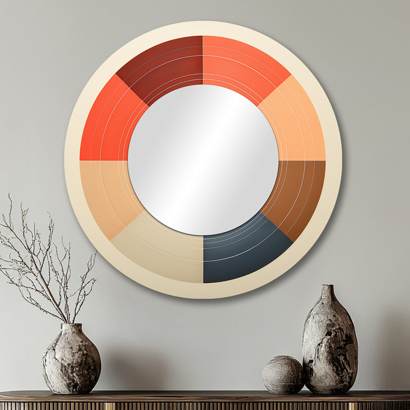Coloré rétro vinyle IV - miroir de disques vinyle, miroir mural rond unique moderne, art imprimé en métal, 29 po x 29 po