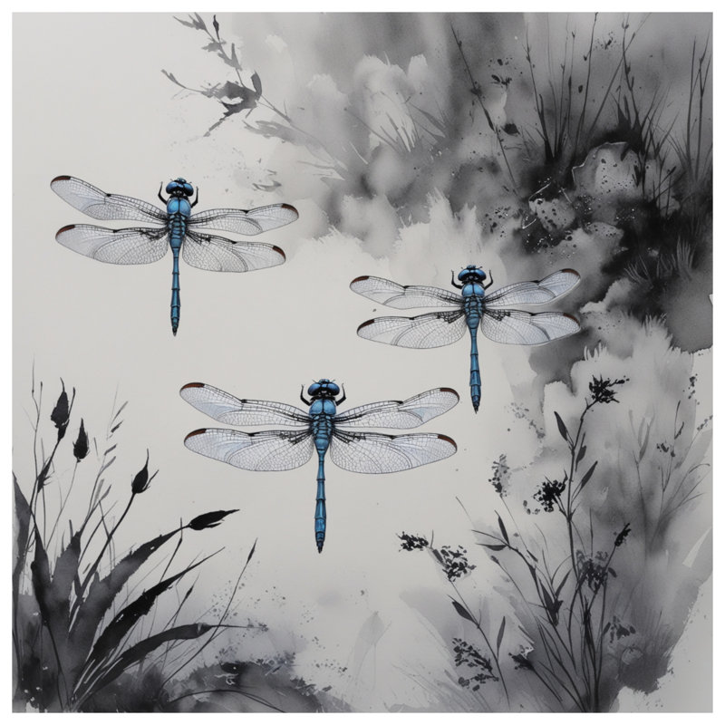Rideau bleu à motif de libellule aquarelle, 50 po x 92 po - 1 panneau, Transparent