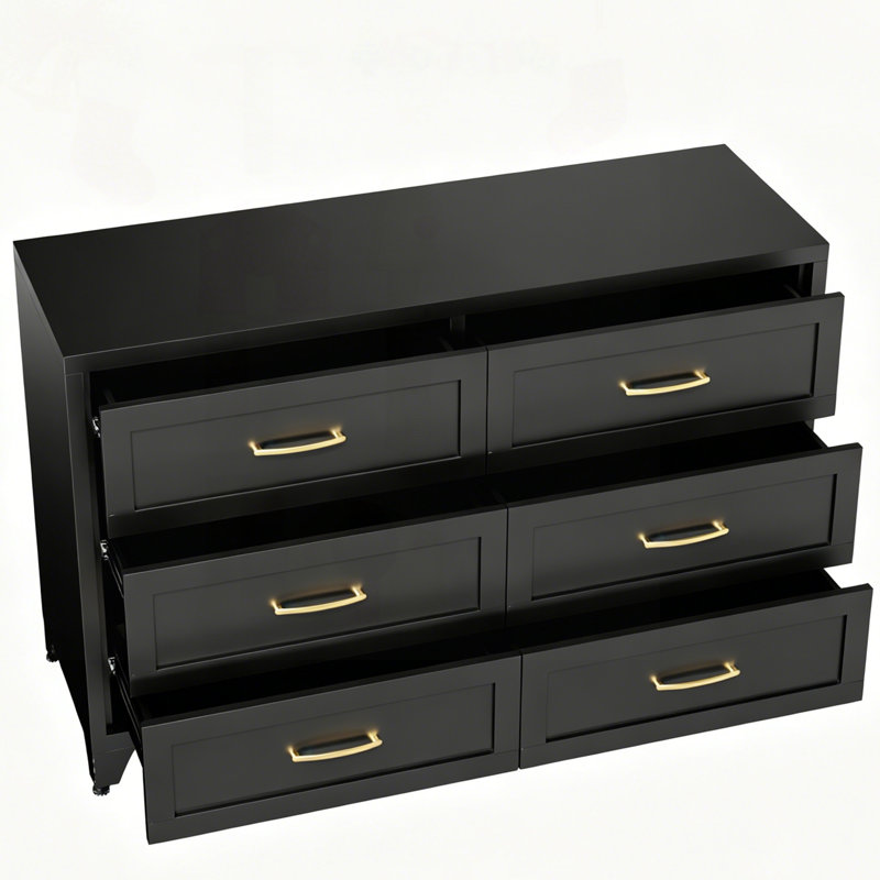 Commode 6 tiroirs à profil bas en acier pour chambre à coucher et petits espaces